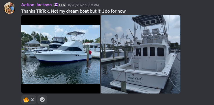 Action Jackson bought a boat